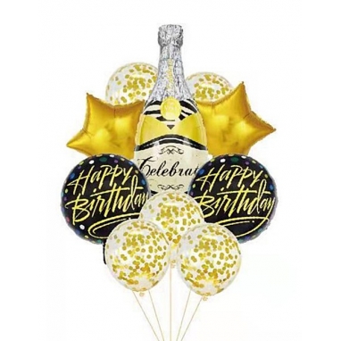 Balony foliowe butelka szampana + balony lateksowe